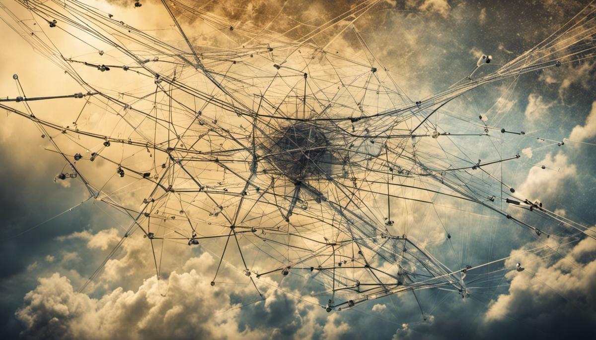 Image depicting a network of interconnected paths symbolizing the pathways of public opinion influencing policy changes. The paths are marked with arrows traversing through various disciplines and mechanisms.